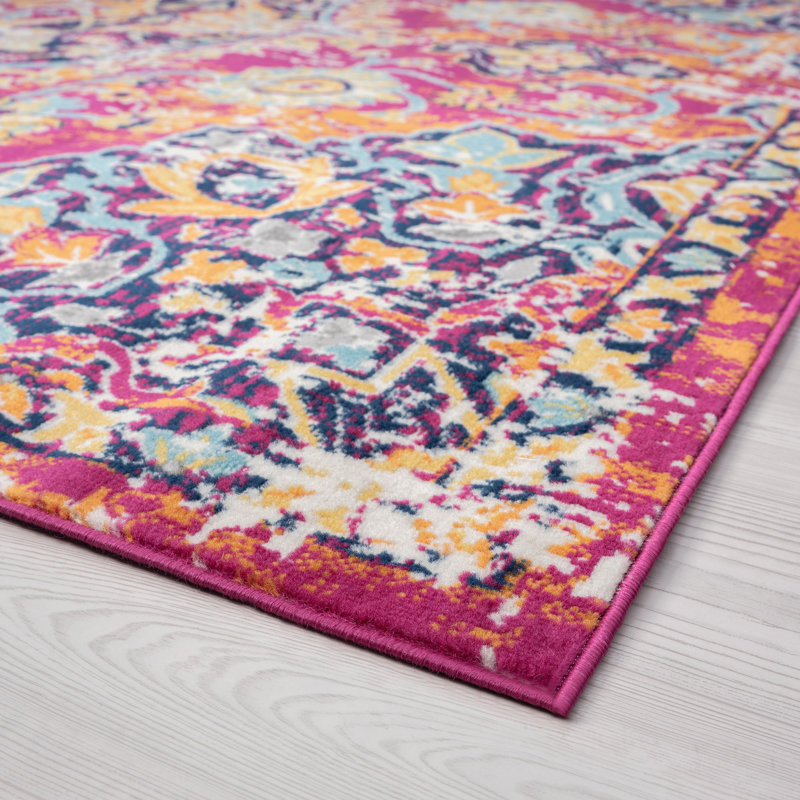 Mistana™ Cambell Performance Pink/Orange/Blue Rug Wayfair